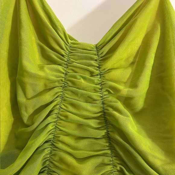 Cotton Candy LA Draped Mesh Green Cropped Top - Picture 2 of 4